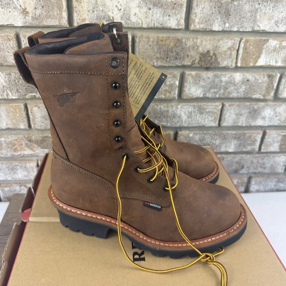 Red Wing Shoes 4420 LoggerMax Leather Work Boots Steel Toe Brown Sz 9D